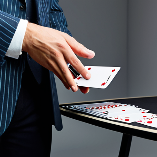 Professional Magician Studio Setup**

"A professional magician in modest clothing, performing a card trick in a well-lit studio. The lighting is soft and diffused, highlighting the cards and the magician's hands. Background is clean and uncluttered, with professional equipment subtly visible. Perfect anatomy, correct proportions, well-formed hands. Safe for work, appropriate content, fully clothed, professional."

**