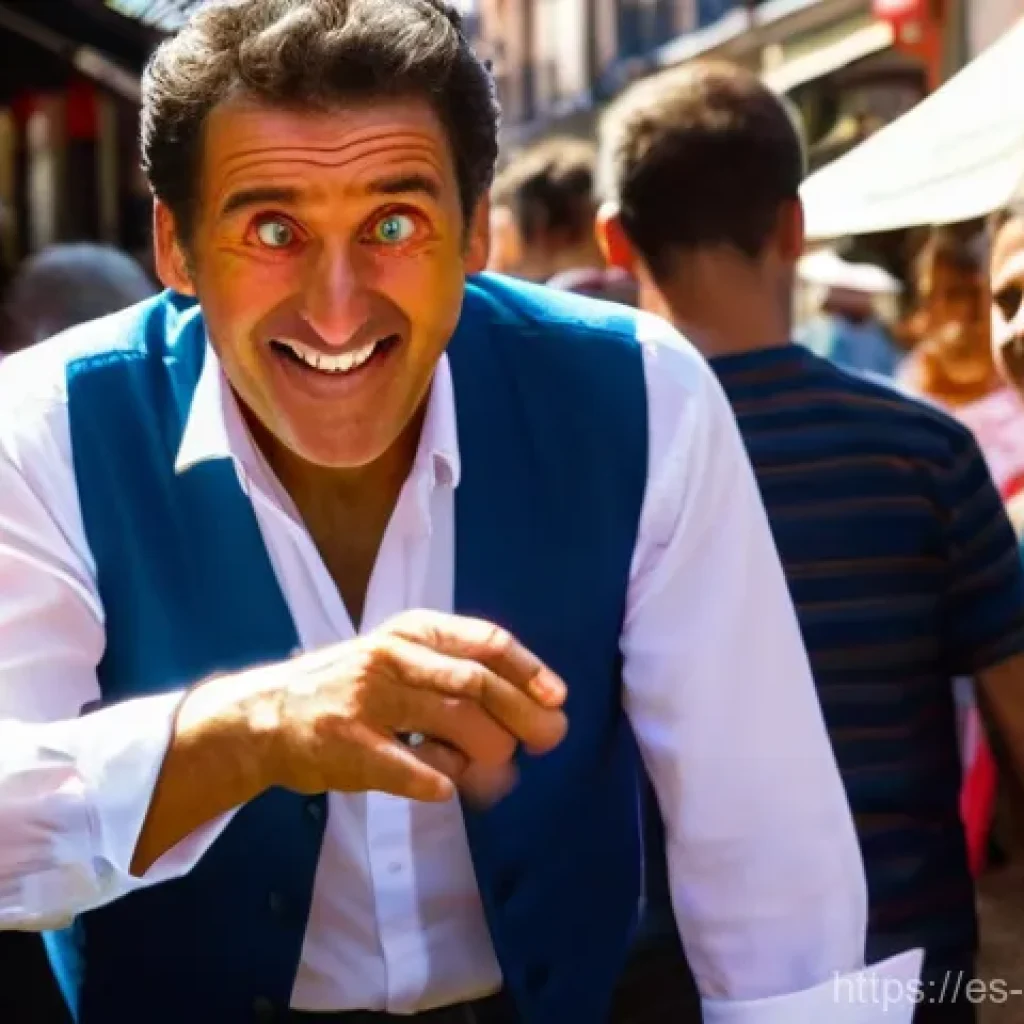 마술의 발전 과정 - **A master street magician in the heart of the bustling Mercado de San Miguel, Madrid, performs a da...