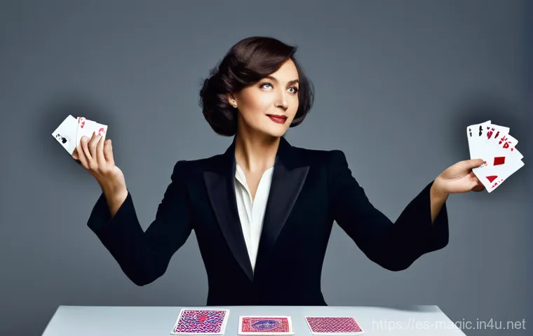 마술과 마인드 리딩 - **Prompt for "The Art of Misdirection"**
    "A skilled female magician, elegantly dressed in a tail...