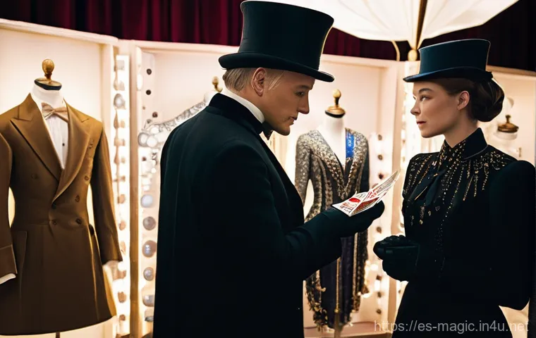 마술 공연의 구성과 구성원 - **Prompt:** A dynamic, cinematic shot of a grand theater stage during a late-night magic show rehear...