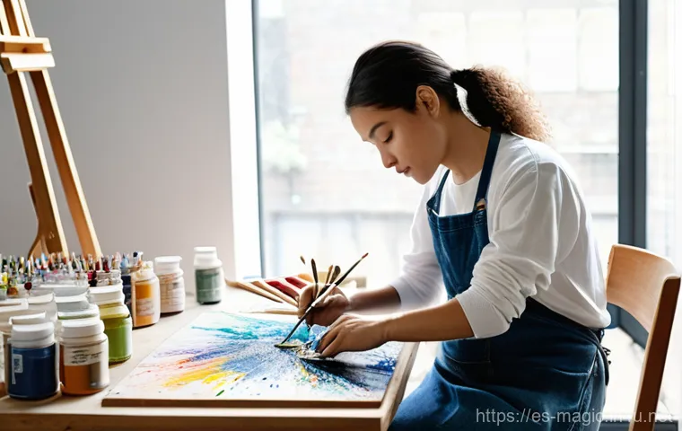 마술과 오락의 결합 - **Prompt 2: Autumn Forest Adventure**
    "A vibrant, picturesque digital painting of three teenager...