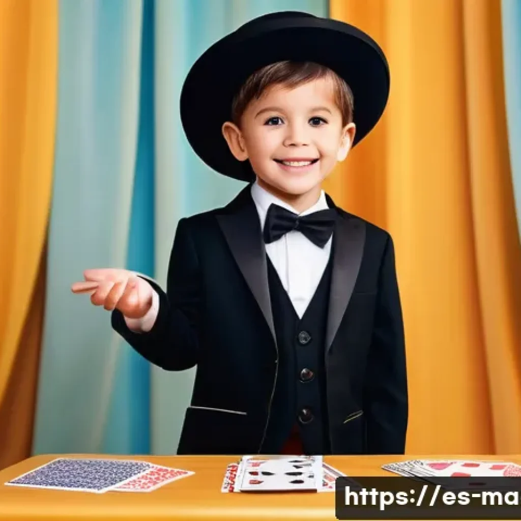 마술 공연 준비 - A professional magician performing on a small, intimate stage designed for a family event in a cozy ...